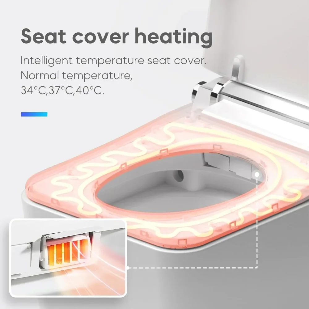 Smart Toilet, Tankless Toilet with Foot Touching Lid Opening, Auto Lid Closing and Flushing, Digital Display, Toilet Smart 4