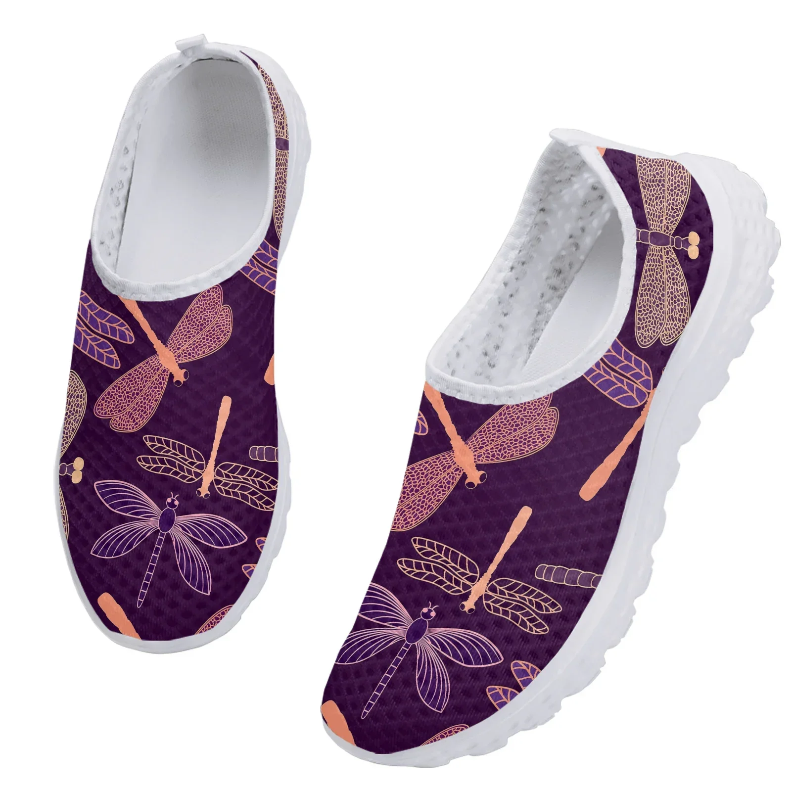 Purple Boho Butterfly Dragonfly Design Comfortable Brand Loafers Soft Summer Mesh Shoes Walking Sneakers Zapatos