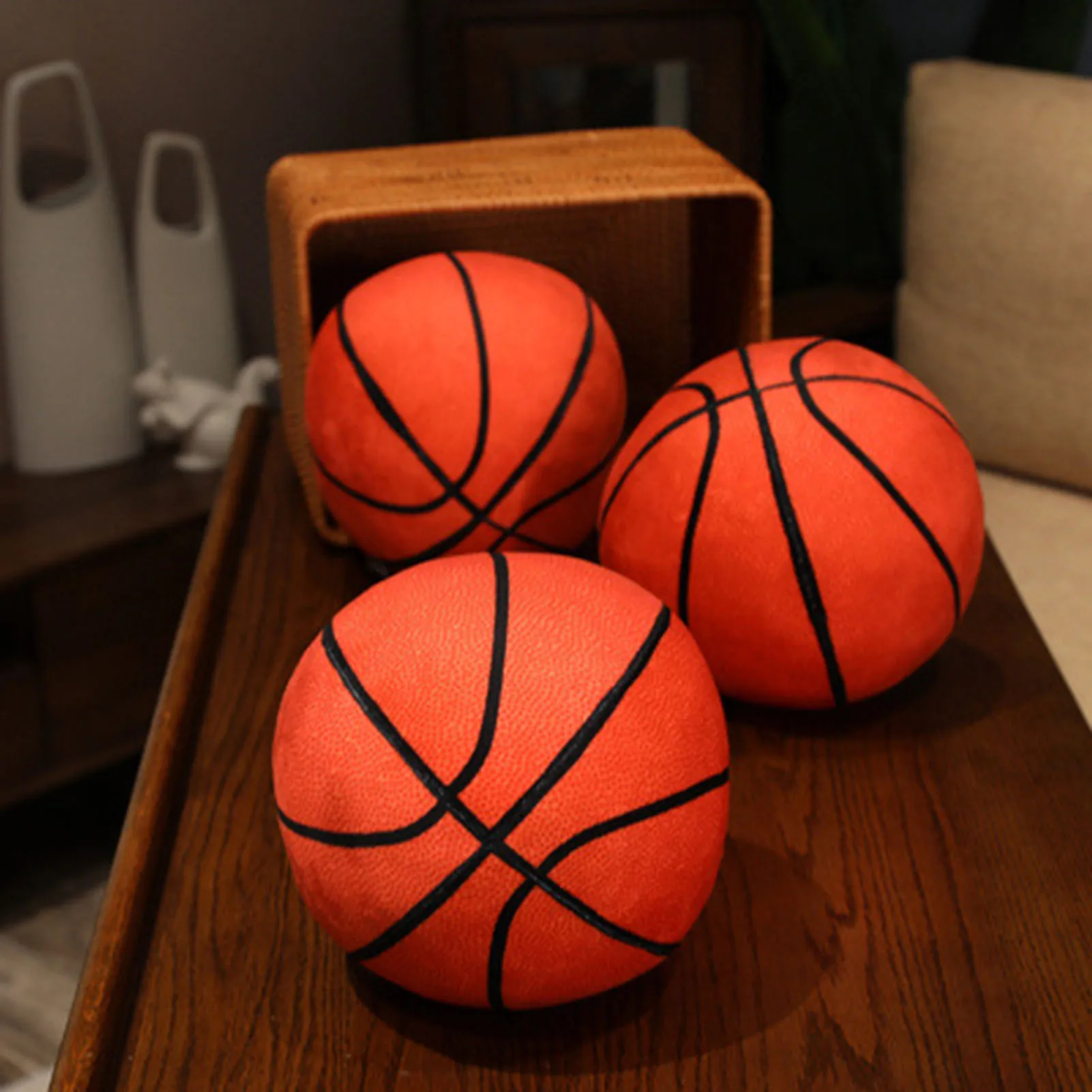 Plush Basketball Pillow Soft Realistic Stuffed Toy Plush Toy Creative Cute Ball Plushies Flexible Toys Boys Girls Birthday Gift