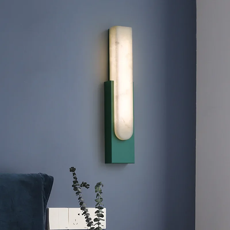 Modern Minimalist Home Decor Wall Lamp for Living Room Bedroom Bedside Hallway Aisle Luxury Imitation Marble LED Lights Fixtures 5