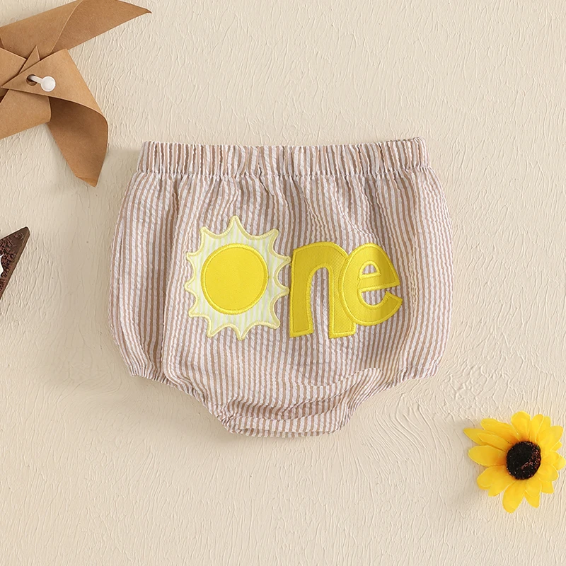 Baby Bloomers Newborn Infant Boys Girls Letter Embroidery Plaid Pattern Baby Diaper Cover Shorts Birthday Clothes Summer