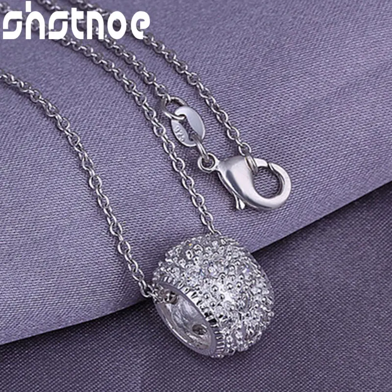 

925 Sterling Silver 16-30 Inch Chain AAA Zircon Bead Pendant Necklace For Women Engagement Wedding Gift Fashion Charm Jewelry