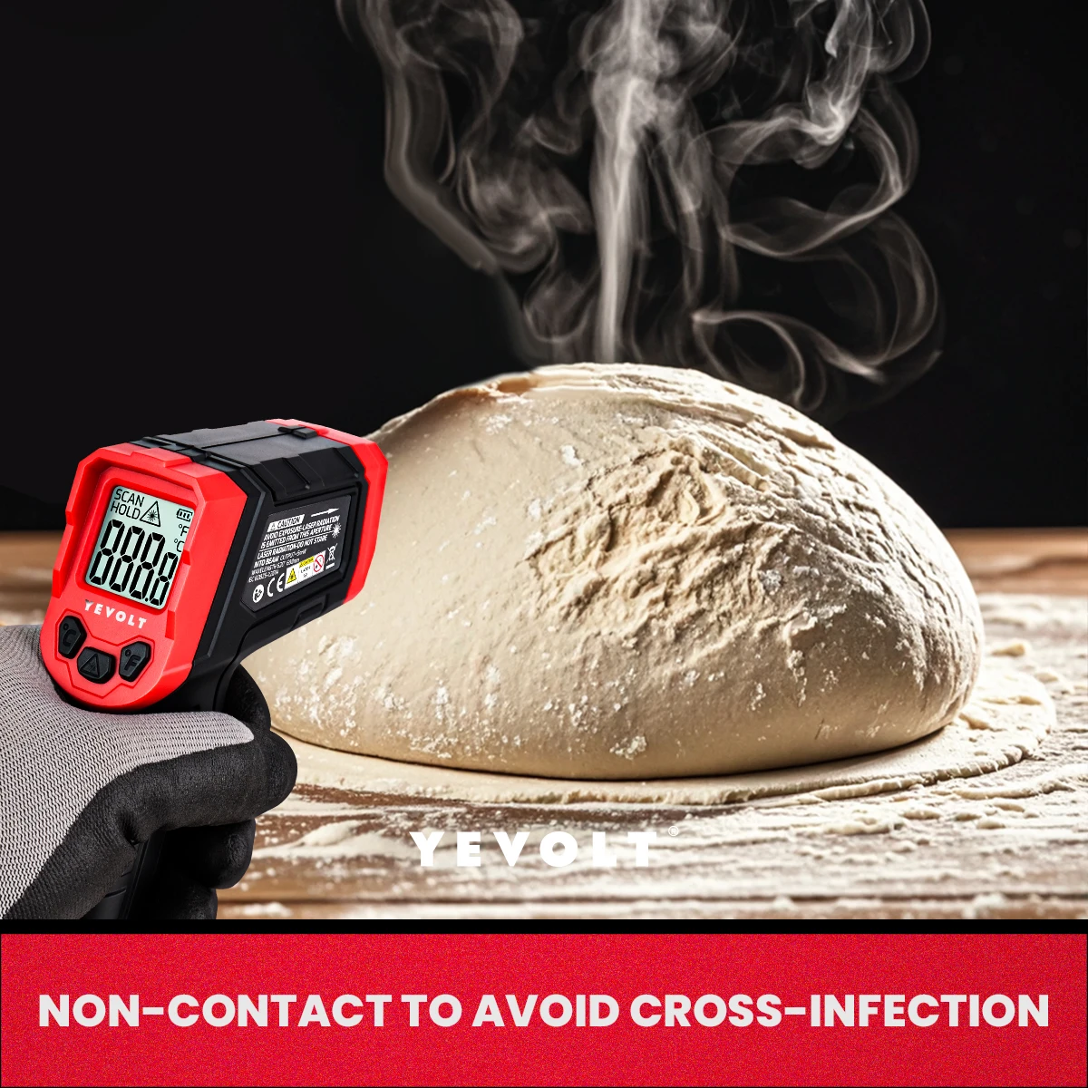 YEVOLT TA600+ Series Digital Infrared Thermometer Handheld Non Contact IR Laser Heat Temperature Gun Point HD Screen for Cooking 5