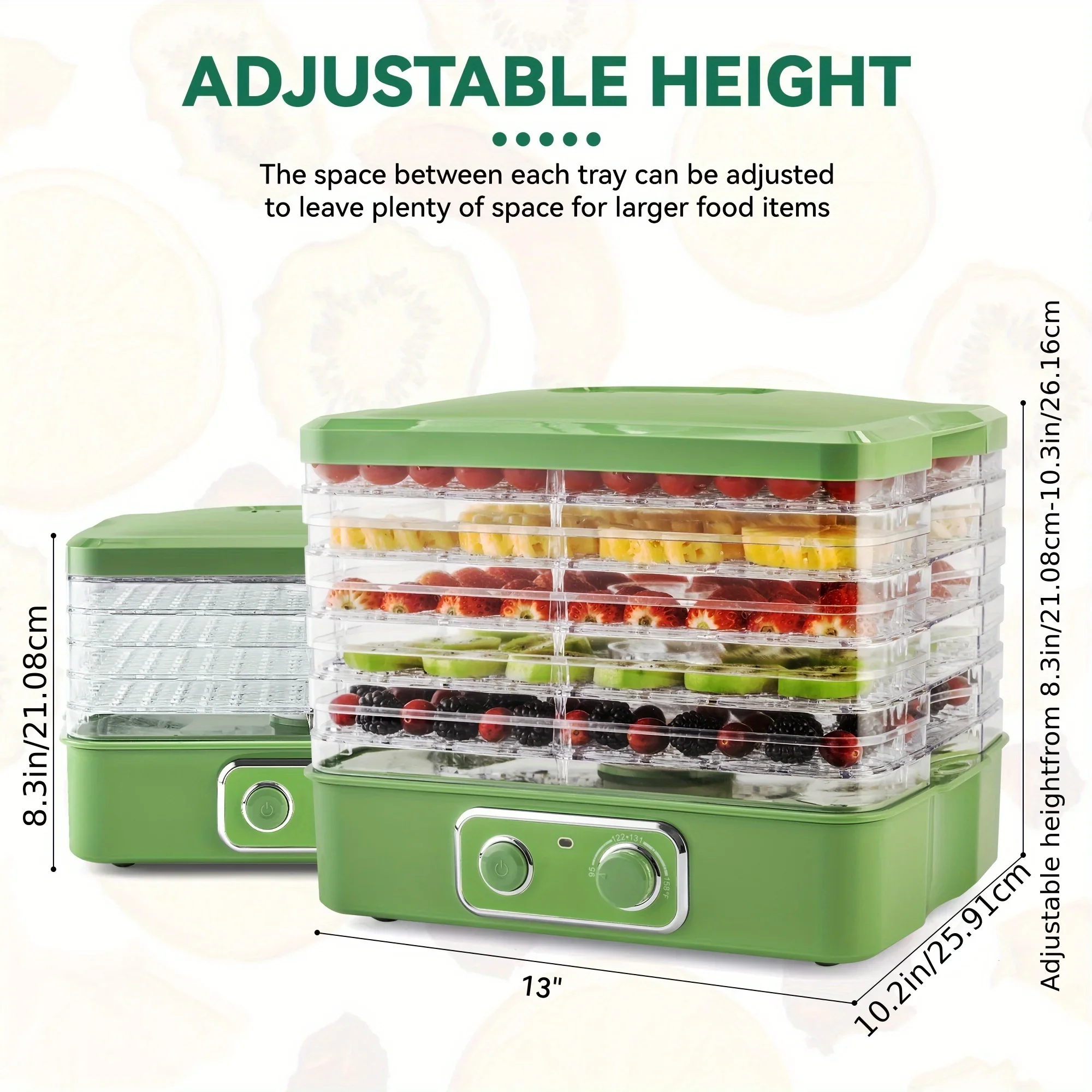 Fruit Dehydrator 5 Tier Adjustable Temperature Food Dryer for Snacks Quick Drying Easy to Use Fast Efficient Smart Automated 5