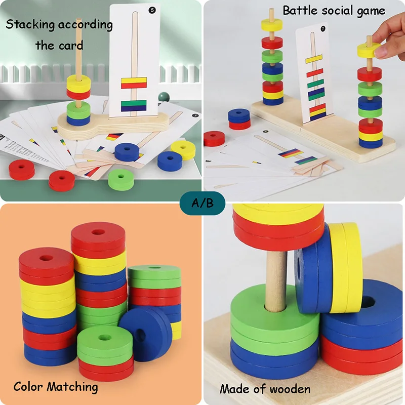 Montessori Magnetic Brain Games Children Mental Skill Toy Thinking Training Blocks Stacking Color Matching Kids Party Game