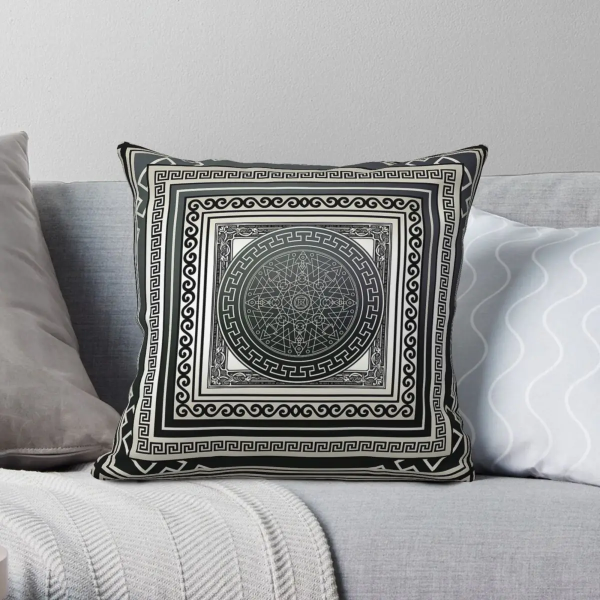 

Черное медальон квадратная наволочка полиэстер Лен бархат узор молния декоративная постельная наволочка