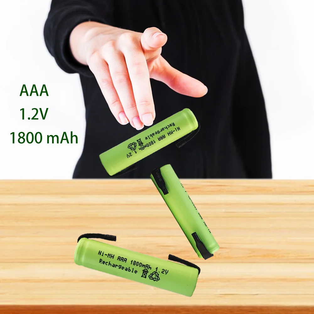 AAA 1.2V 1800mAh Rechargeable Battery Ni-Mh Cell With Solder Tabs new Original Toothbrush Electric Shaver For Philips Braun 6