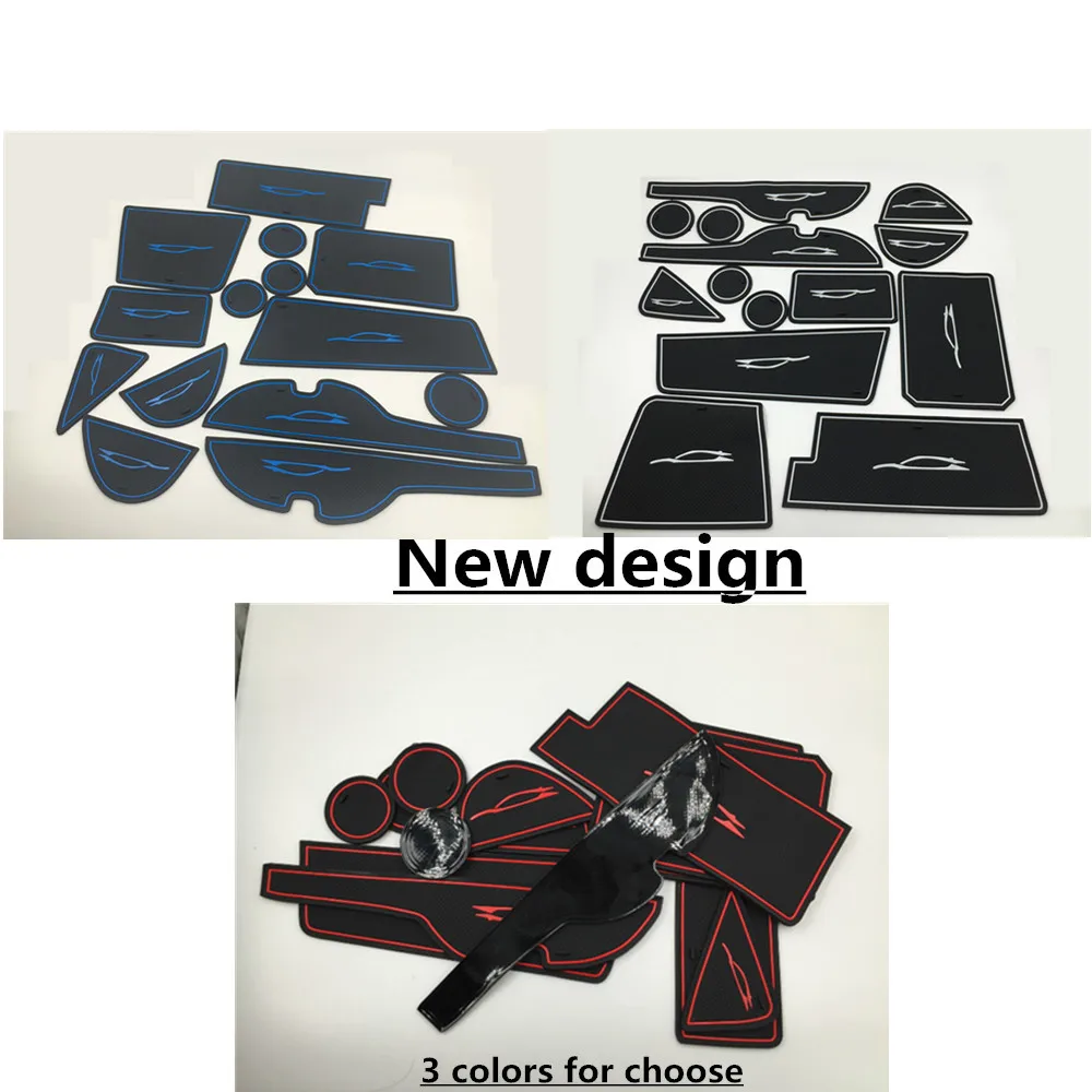 Car Groove Gate Slot Armrest Storage Rubber Non-Slip Mats Mat Stick Door Pad/Cup 14pcs For Toyota Rav4 2014 2015