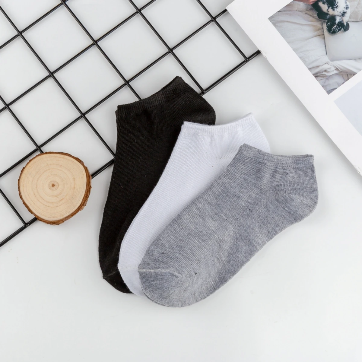 10 Paia Calzini Corti Unisex - Cotone Sportivi, Nero Bianco Grigio - Foto 9