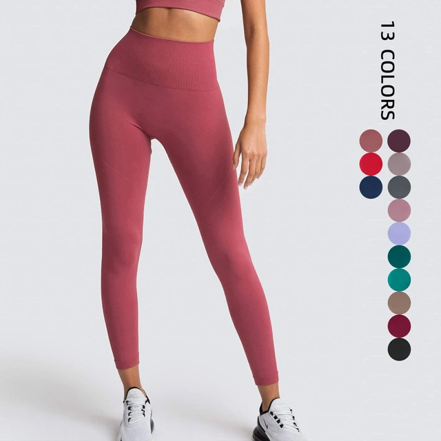 Women's Seamless Solid Color Breathable Quick-drying Fitness Leggings  High-waist Peach Hip Lift Tight Elastic Yoga Pants