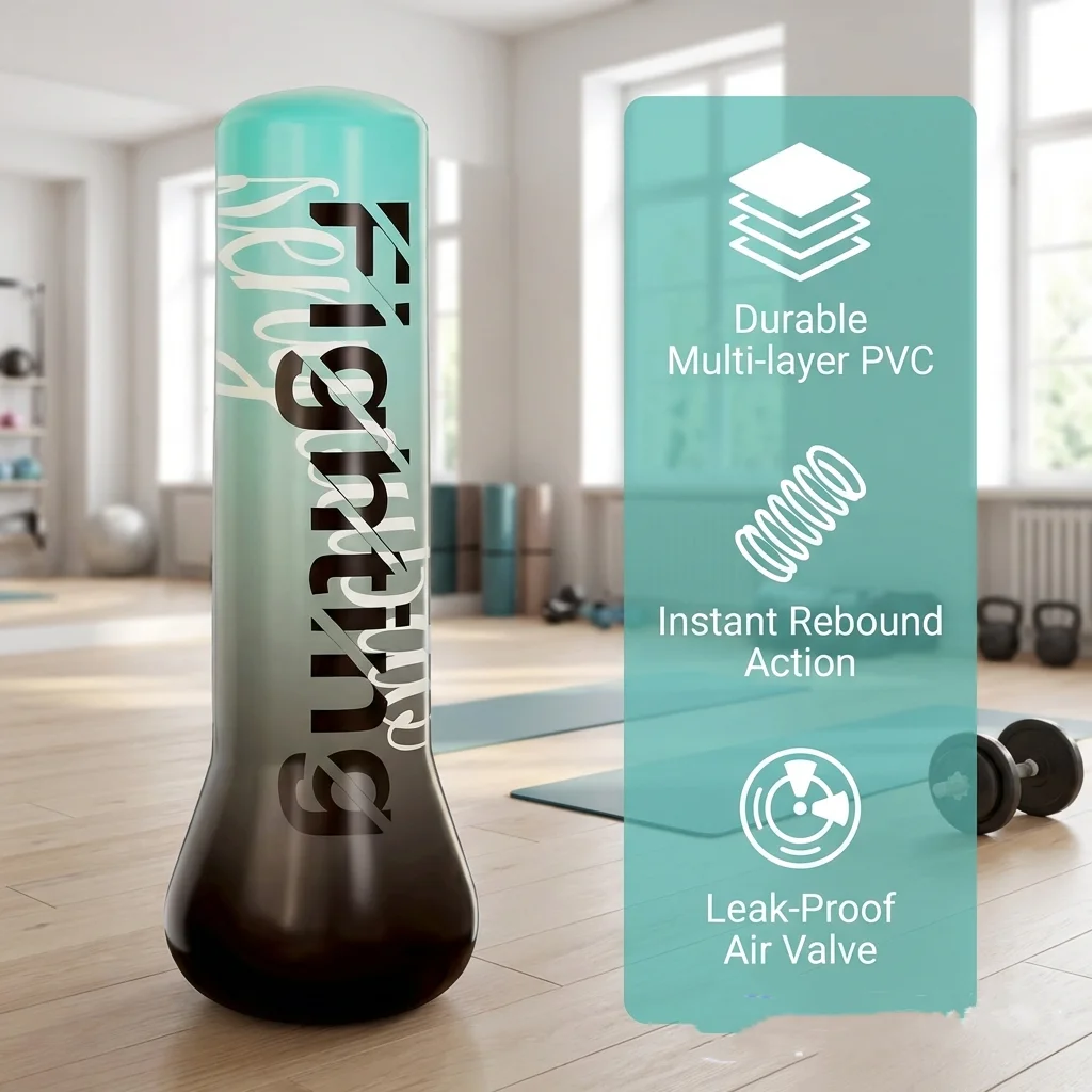 1,5m Aufblasbarer Boxsack aus PVC, Boxtraining-Sandsack mit Einstellbarem Gewicht, Freistehender Punching-Bag für Karate-Übungen – Detail 15