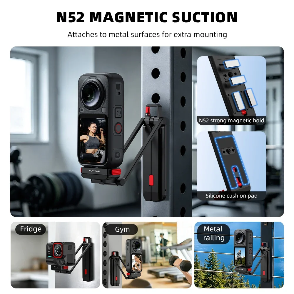 Flymile Metal Tripod for Insta360 Ace Pro 2 X6 X5 Accessories Camera Rotatable Quick-release Mount Tripod Magnetic Bracket Grip
