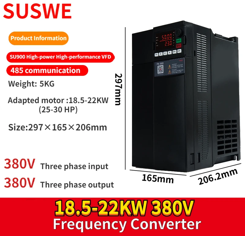 

SU900 VFD 18.5KW 22KW High power Variable Frequency Drive 3 Phase Speed Controller Inverter Motor frequency converter