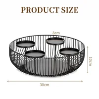 4-Candle Black Metal Bowl Candle Holder Decorative Candlestick Centerpiece for Pillar/Tealight Candles for Winter Holiday Decor 5