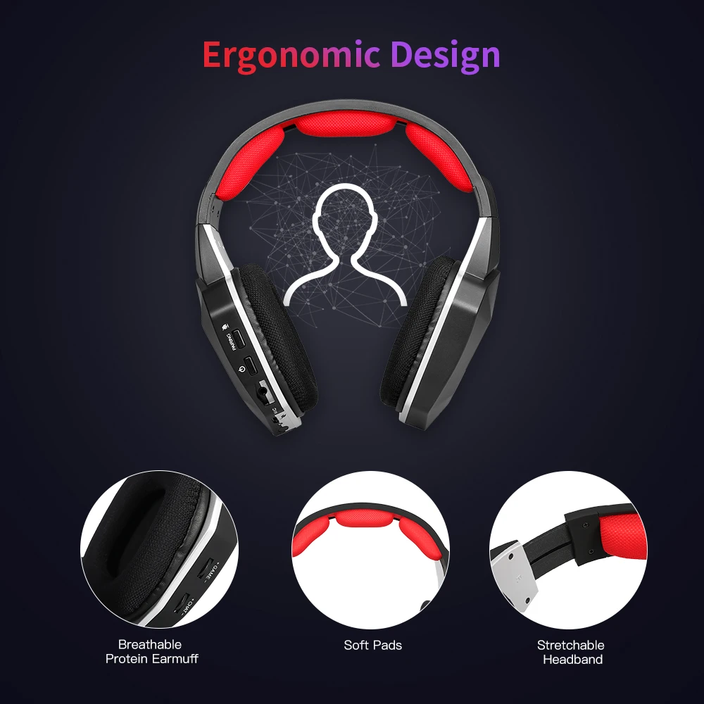 Wireless Headset HW-N9M 2.4G Virtual 7.1 Surround Sound Removable Microphone PS4/PS5/PC/Switch/MAC/Phone wireless headphones
