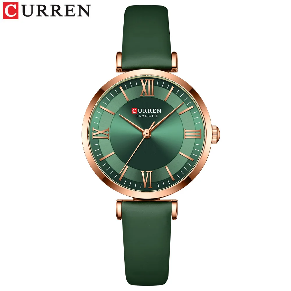 

Curren Set Women Fashion Casual Leather Belt Watches Simple Ladies Starry Sky Round Dial Quartz Wristwatches Dress Clock