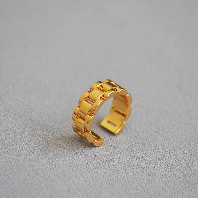 

Minority design brass chain metal cool wind wide version modern trendy ring with adjustable index finger opening