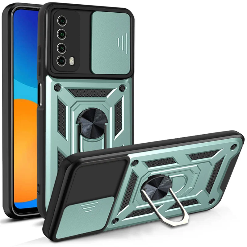 For Huawei P Smart 2021 Case Kickstand Armor Magnetic Car Holder Phone Cases For Huawei PSmart 2021 PPA-LX2 Ring Back Cover