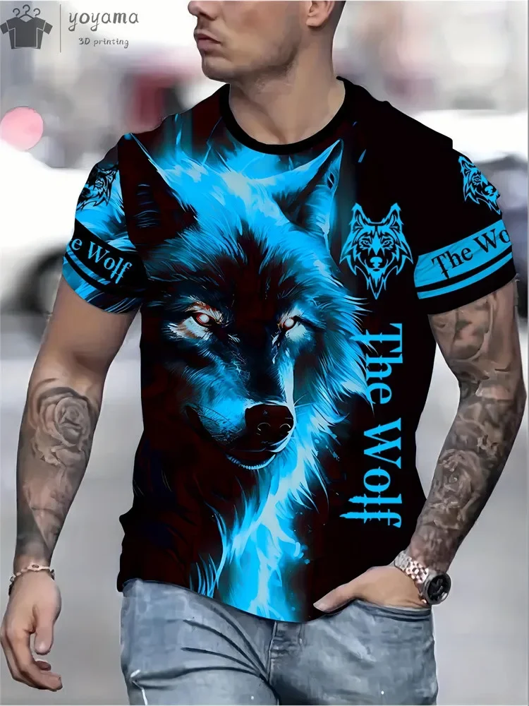 

Men's O-neck Short Sleeved T-shirt, Beast Pattern Top, 3D Animal Print, Street Style, Casual, Fashionable Quick Drying T-shirt