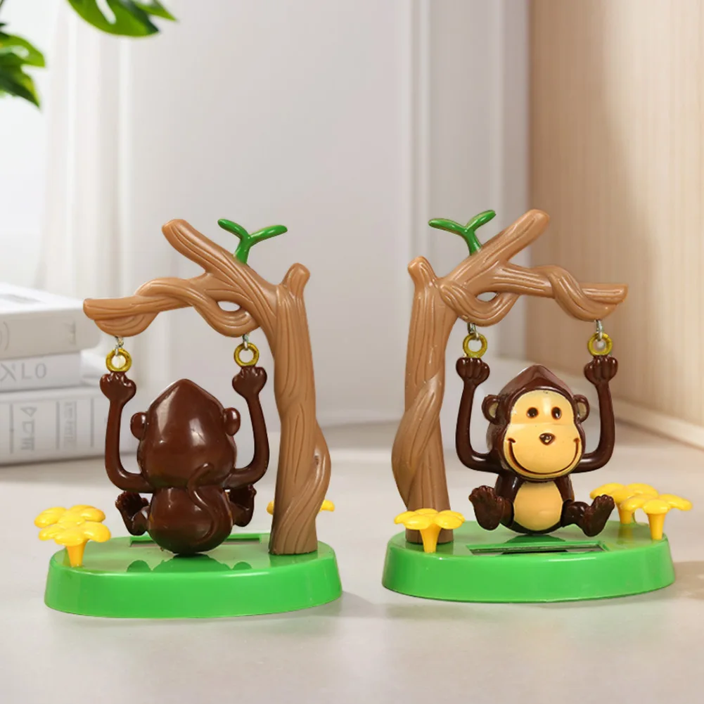 Solar Dancing Monkey Toy Animated Bobble Monkey Dancer Cartoon Animal Desktop Ornaments for Car Interior Decoration