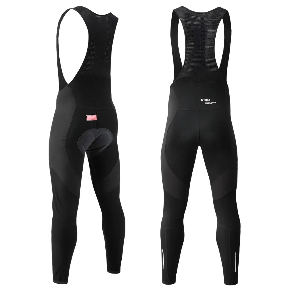RION Cycling Bib Pants Men Thermal Fleece Padded Bicycle Tights MTB Mountain Bike Trousers Pockets Windproof DOLOMITI 6H cycling pants cycling bib pants