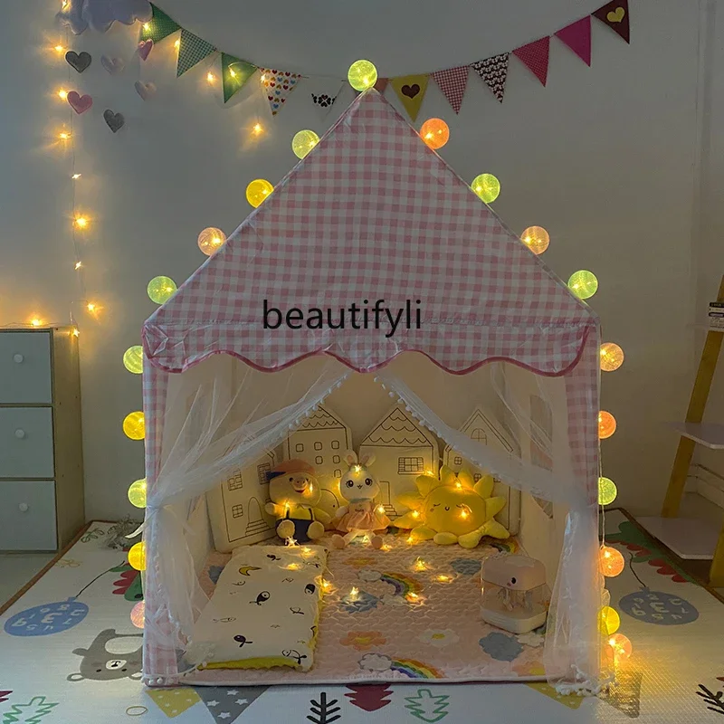 Small tent room, sleeping double girl, reading area, living room, separate bed, household