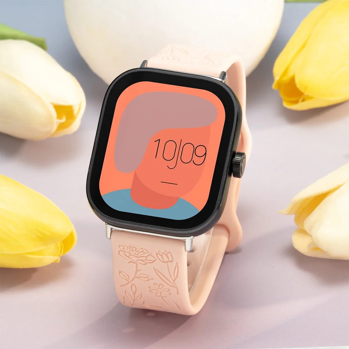Magnetic Silicone Smartwatch Strap with Carvings Design - Universal Fit Bracelet Accessory