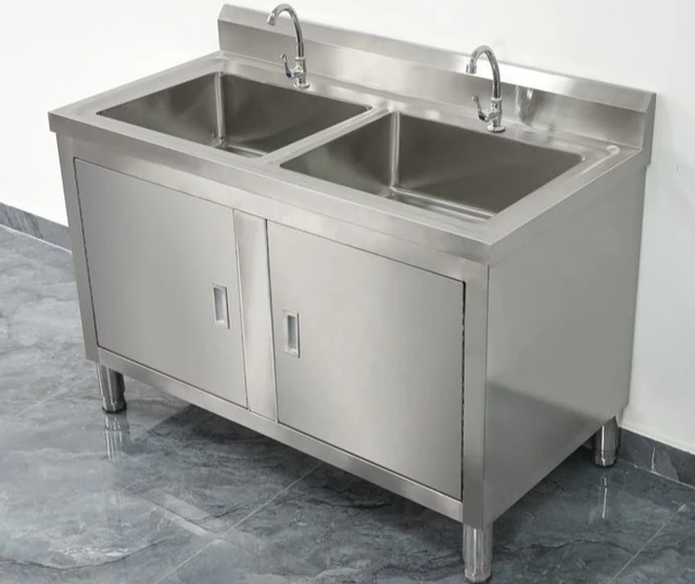 อ่างล้างผักแบบติดตั้งบนเคาน์เตอร์เดี่ยว สเตนเลส 304 สำหรับครัวเชิงพาณิชย์ 6