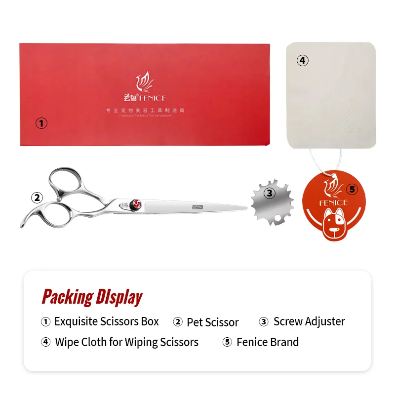 Fenice Professional 7.0/7.5 Inch JP440C Pet Grooming Scissors Cutting Straight Shears to Cut Hair for Dogs