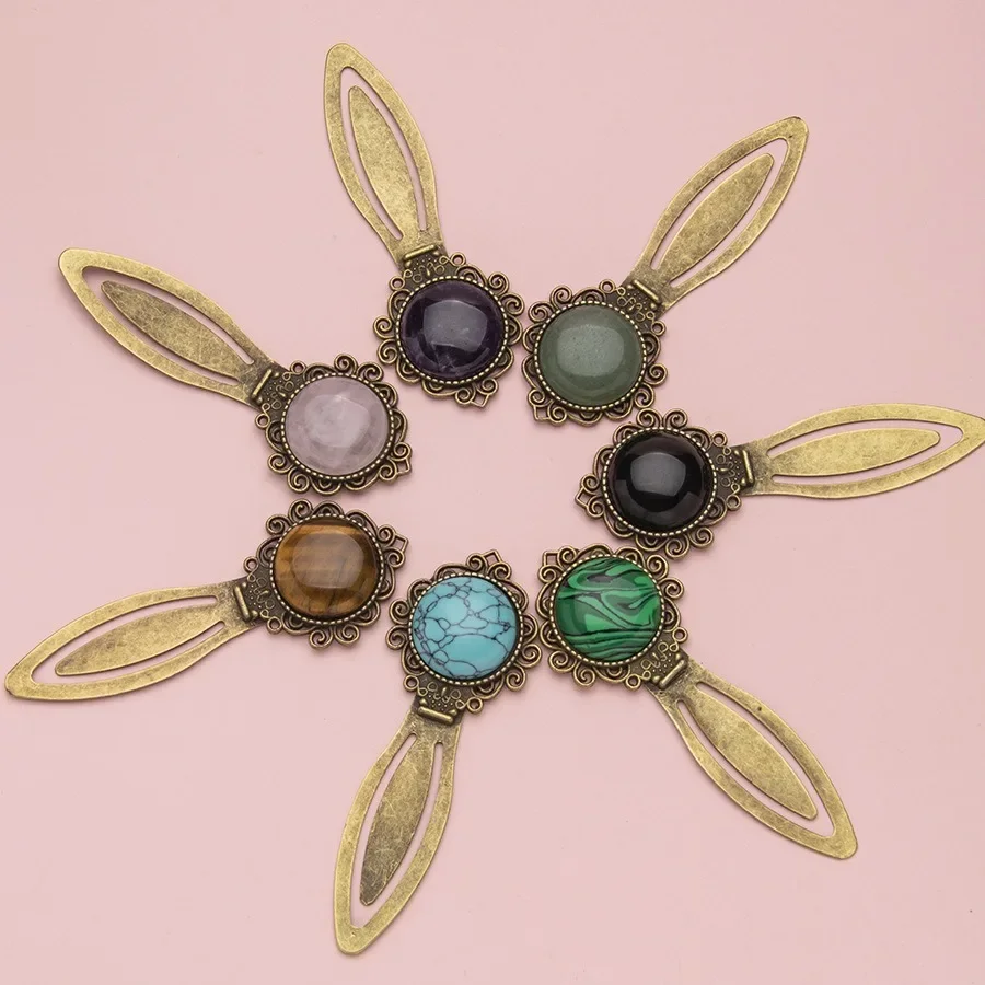 빈티지 청동 책갈피 정교한 보석 장식 북마크 독서 클립 책 페이지 표시기 학교 사무용품