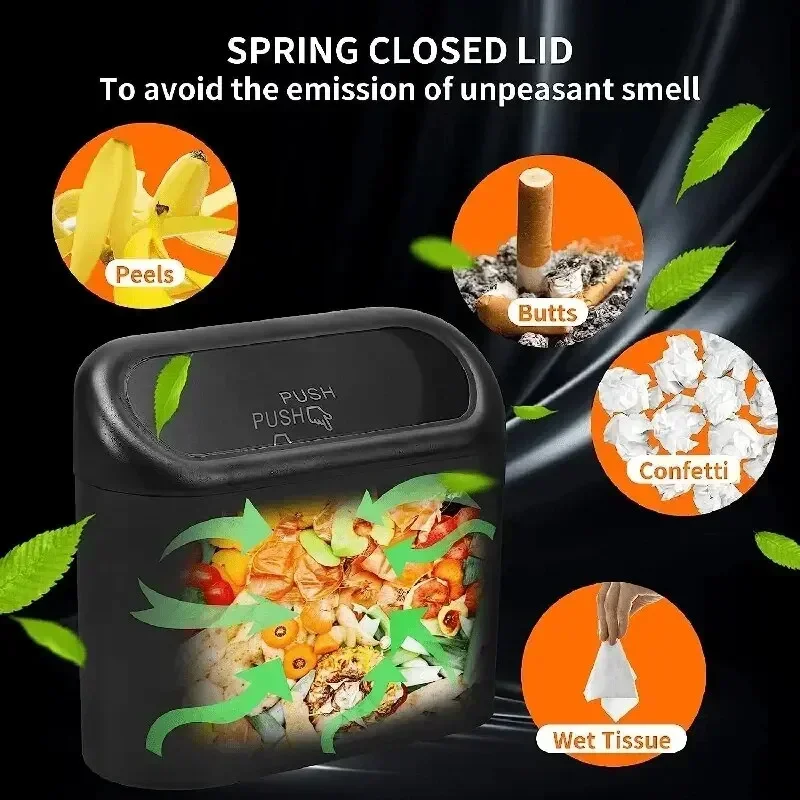 Portable Car Trash Can Hanging Mini Vehicle Garbage Organization With Lid Multifunctional Automotive Garbage Storage Box
