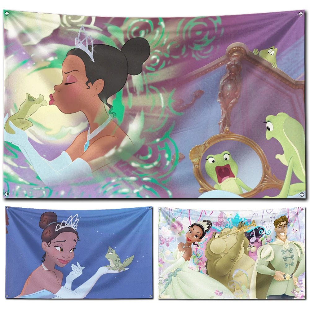 

60x90cm The Princess and the Frogs Princess Tiana Flag Polyester Digital Printing Banner for Garage Wall Art Out Door Decoration