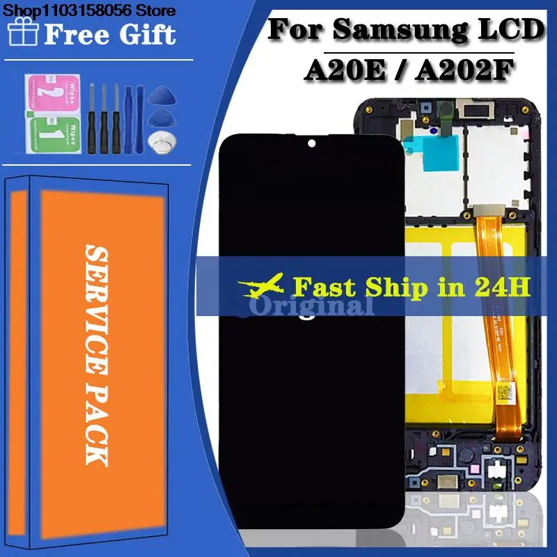 

A20e lcd para samsung galaxy a20e display 5.8 "SM-A202F a202ds a202f/ds a202 lcd tela de toque assembléia