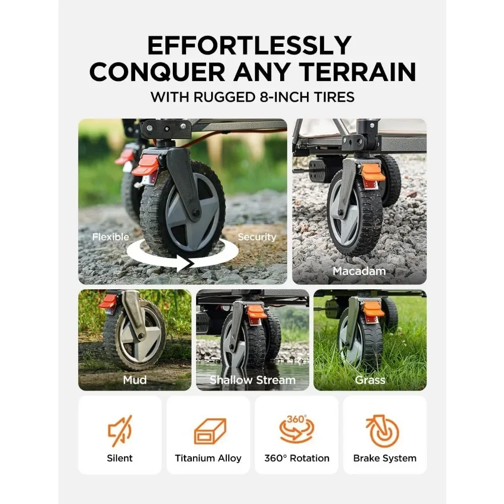 Camping Trolley Cart Pure Electric Drive Collapsible Wagon for Camping Garden Carts Grey 2 U-Battery Shopping Hand Supplies Home