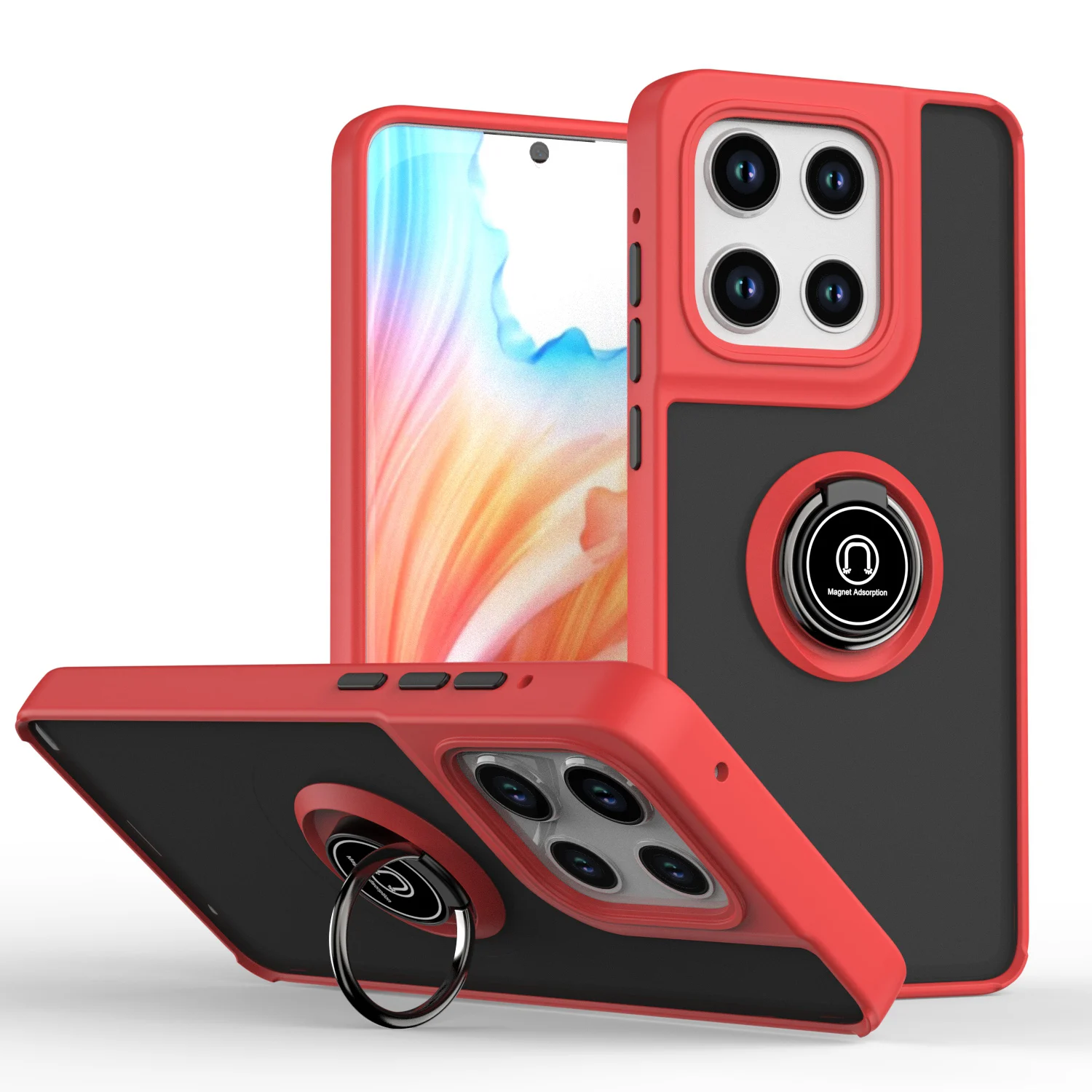 Durable Armor Matte Case with Ring Stand - Shockproof Cover