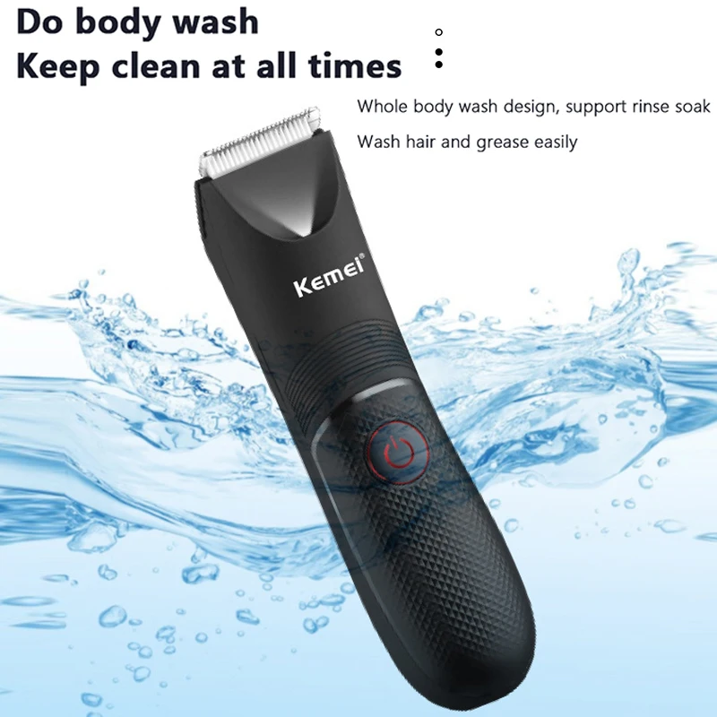 Kemei Washable Groin Body Trimmer for Men Women Electric Face Beard Hair Trimmer Rechargeable Pubic Ball Shaver Body Groomer