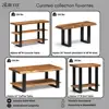 Natural Wood Live Edge Coffee Table with Metal Strap Legs Unique Imperfections Industrial Style Durable Stable Home Furniture 6