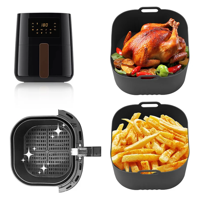 Silicone Air Fryer Mould 17cm Non-Stick Bakeware Compatible with 4-5L Airfryers for Philips HD9200 / HD9252 / HD9255 air fryer accessories,air fryer silicone tray,air fryer mold