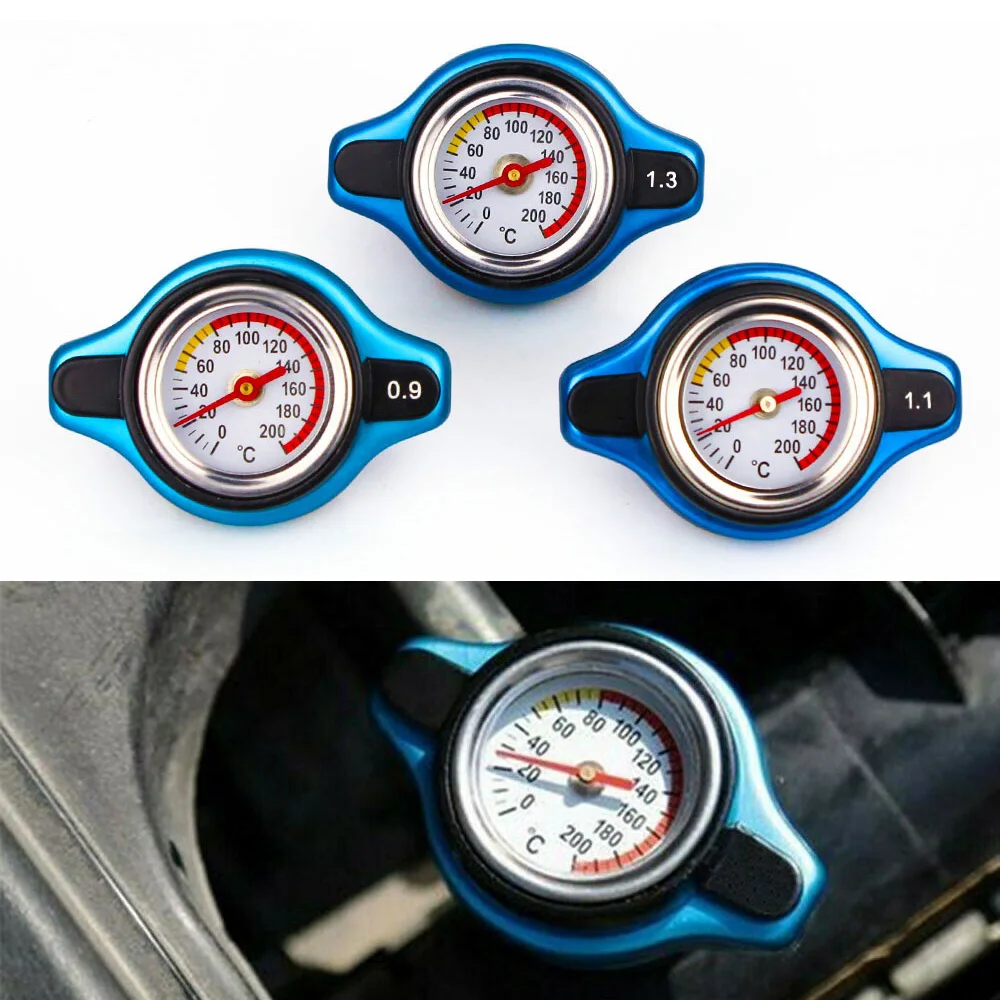 Racing Small Size Thermost Radiator Cap Cover + Water Temp Gauge 0.9bar