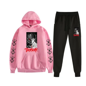 2025Fashion Trend Anime Print Hoodie Set عالية الجودة فضفاضة ومريحة كلاسيكية ريترو رياضية هوديي مجموعة 4