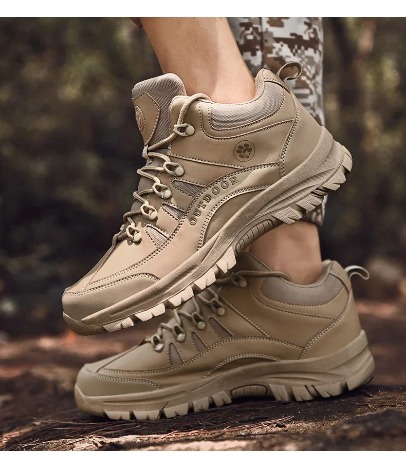 Men Tactical Boots Breathable Safety Male Anti-Slip Hunting Boot Motorcycle Army Boots Desert Climbing Hiking Shoes Size Plus