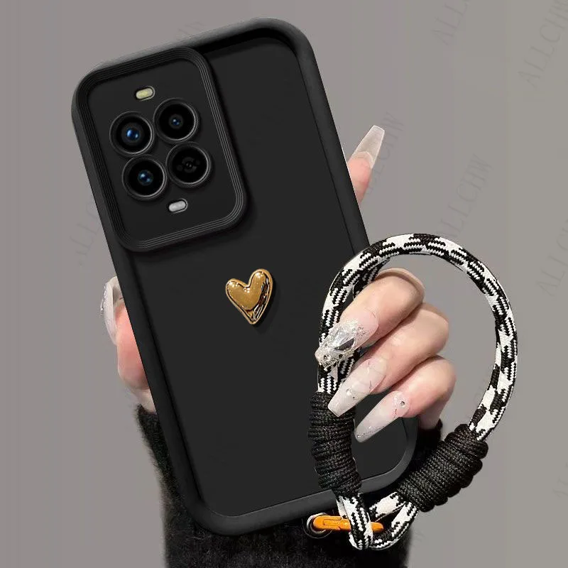 3D Golden Love Hand Strap Back Cover