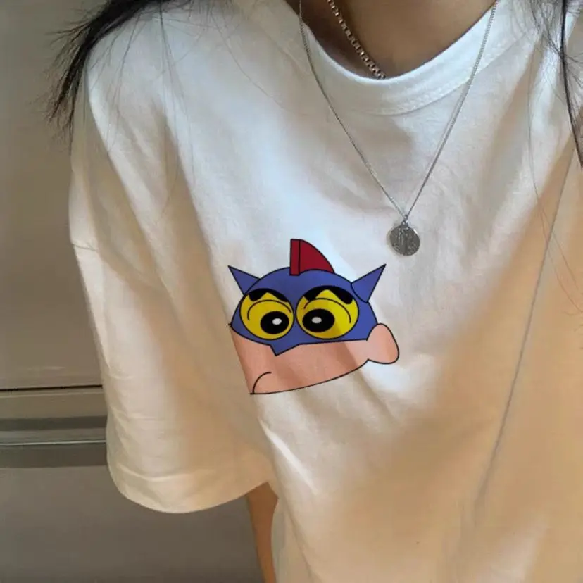 

Crayon Shin Chan Kawaii Short Sleeve New Creative Cute Cartoon Anime T Shirt Short Sleeved Women Summer Loose Fitting Clothes