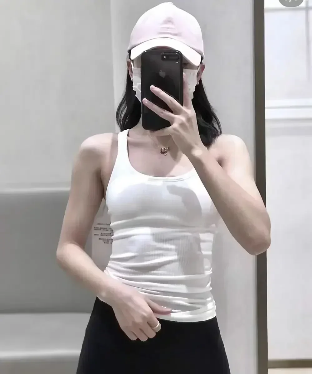 Lemon EBB Yoga Tank Top Women Sports Jacket Shape Vest Fitness Sleeveless Spring Summer Bra With Chest Pad Workout Gym Tank Tops 6