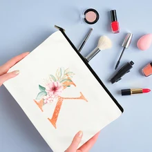 

Fashion Cosmetic Bags Orange Letter Print Travel Washing Makeup Bag Organizer Beauty Case Wedding Best Gift Makeup Purse