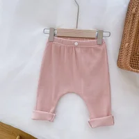 Casual Baby Trousers Bottoming Pant Ribbed Elastic Striped Pants Solid Color Infant Clothing for Kids Toddler Boys Girl Clothes 2