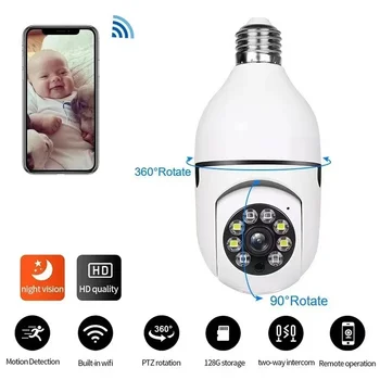 WiFi night vision monitoring IP gimbal wireless outdoor and indoor 360 ° WiFi camera security monitoring camera light bulb