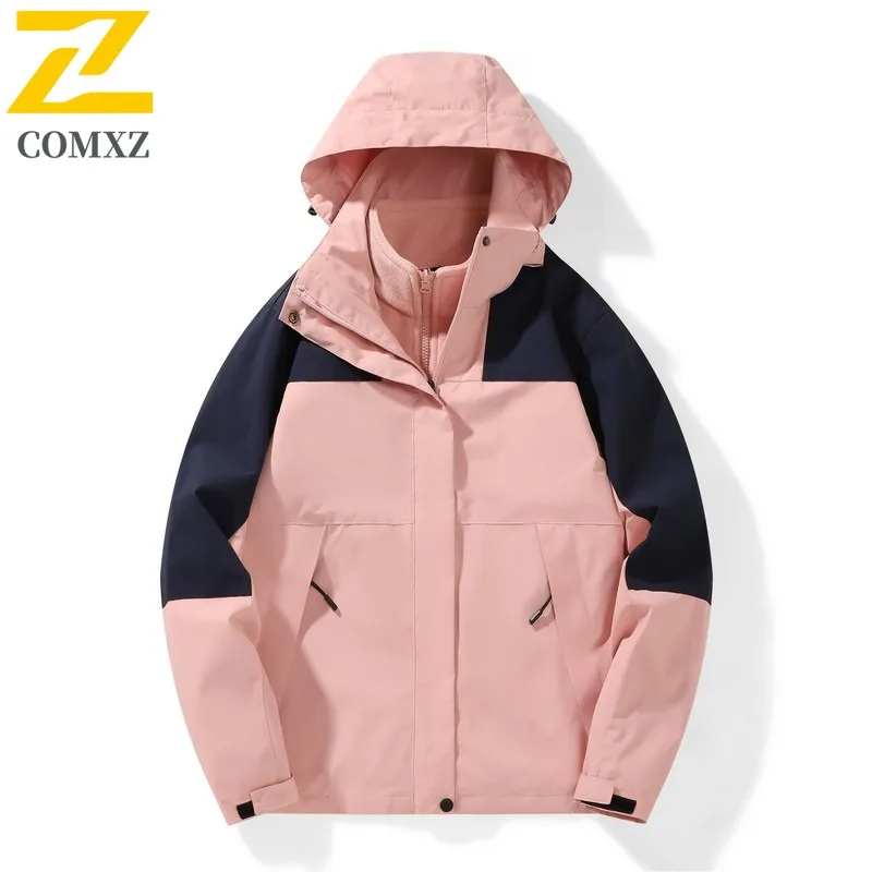 COMXZ Classic Jacket Color Block Cold Proof High Quality Hiking Camping Trench Coat Climbing Windproof Waterproof Men Outerwear