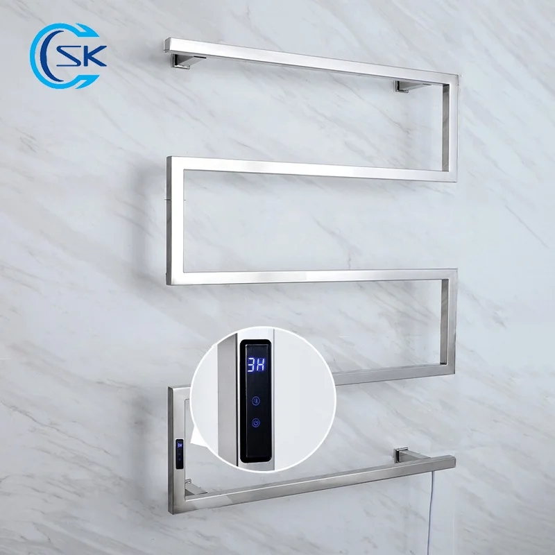 Black/Chrome Bathroom Electric Heated Towel Rail.Smart Thermostatic  Electric Towel Rack.Hidden Cable Towel Radiator.Towel Warmer - AliExpress