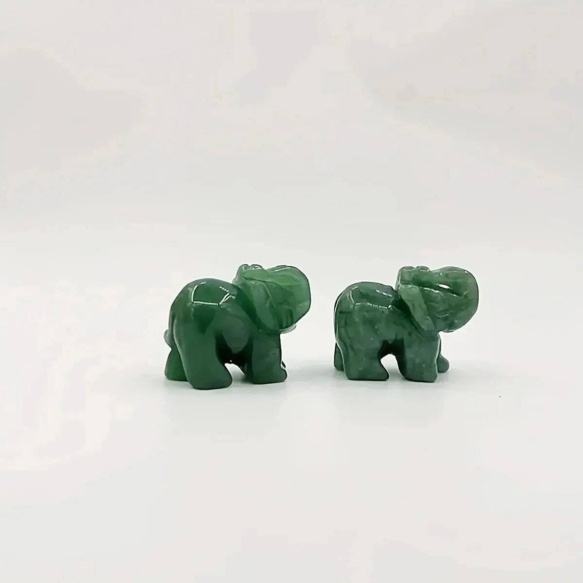 Stone Statue Green Aventurine Jade Lucky Elephant Fortune Feng Shui Figurine Office Ornament Chakra Healing Decor